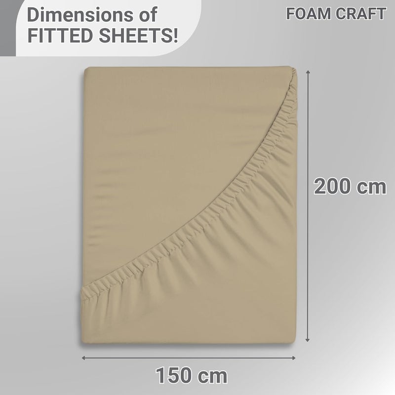 FOAM CRAFT 100% Cotton Fitted Sheet Queen Size - Beige, 150 x 200cm - Image 2