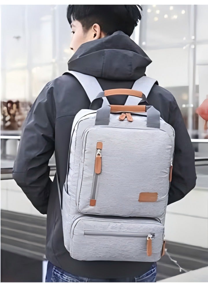 DUNISO Anti Theft Travel Backpack Casual Man Business Computer Backpack Light 15 inch Laptop Bag Light Grey (45*28*20cm) - Image 2