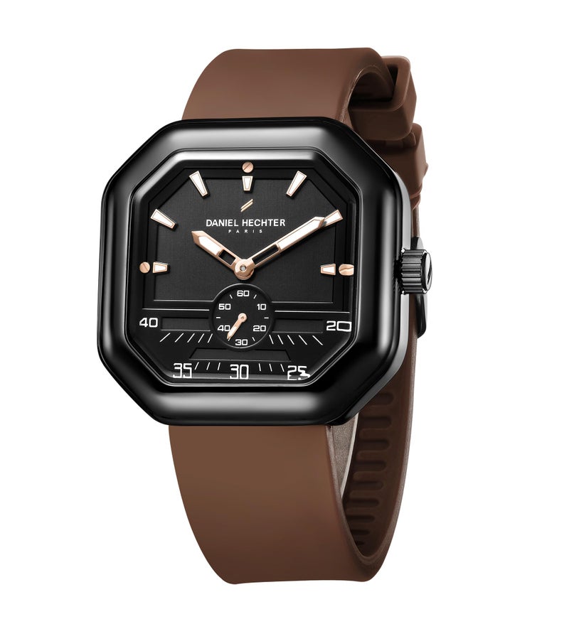 Daniel Hechter Paris Pleyel Collection Fashion Watch for Men – Modern Octagon Dial with Sub-Dial Quartz Movement and Comfortable Silicon Strap - DHM1021 - Image 1