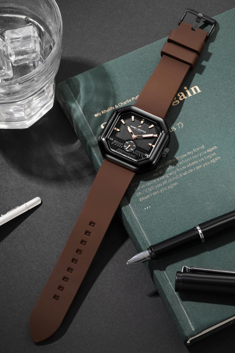 Daniel Hechter Paris Pleyel Collection Fashion Watch for Men – Modern Octagon Dial with Sub-Dial Quartz Movement and Comfortable Silicon Strap - DHM1021 - Image 4