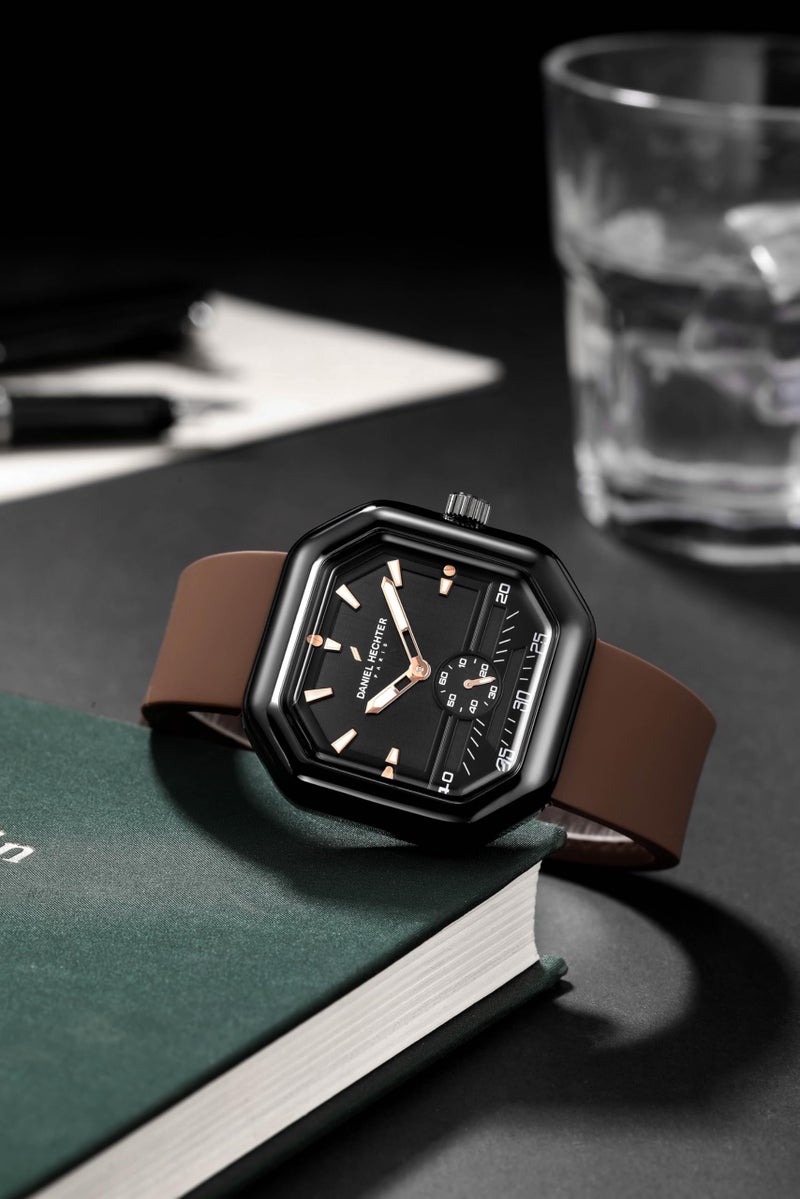 Daniel Hechter Paris Pleyel Collection Fashion Watch for Men – Modern Octagon Dial with Sub-Dial Quartz Movement and Comfortable Silicon Strap - DHM1021 - Image 3