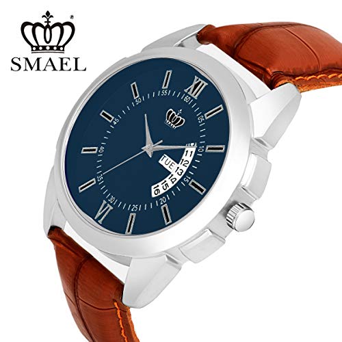 SMAEL Analogue Men's Watch (Dark Blue Dial Brown Colored Strap) - Image 2