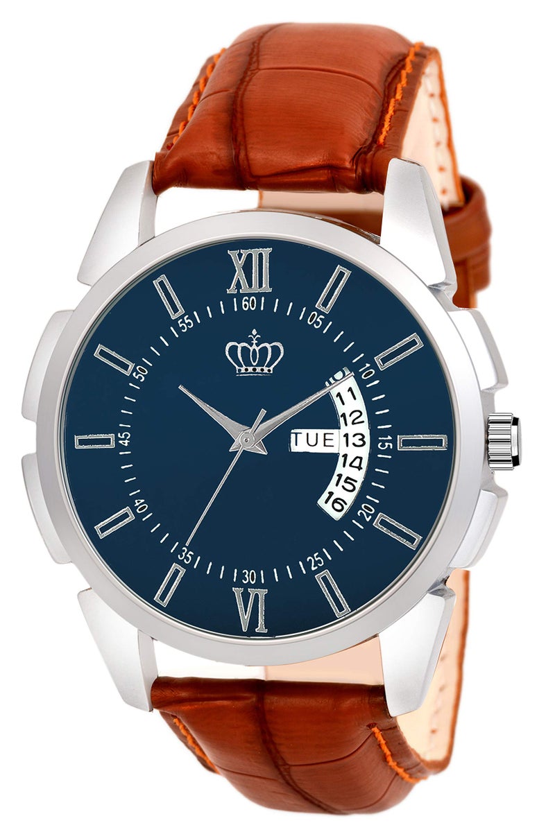 SMAEL Analogue Men's Watch (Dark Blue Dial Brown Colored Strap) - Image 1