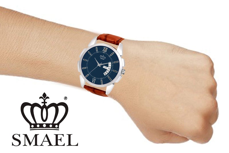 SMAEL Analogue Men's Watch (Dark Blue Dial Brown Colored Strap) - Image 4