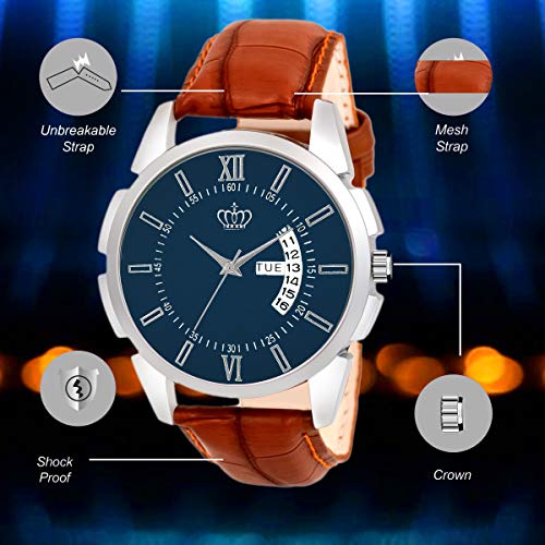 SMAEL Analogue Men's Watch (Dark Blue Dial Brown Colored Strap) - Image 5