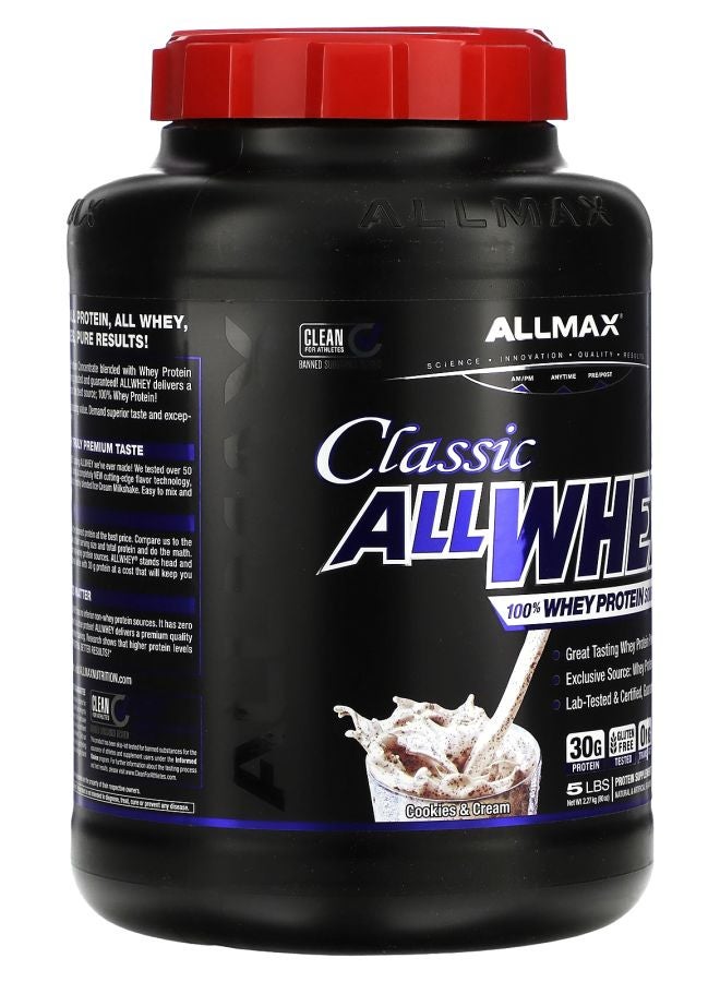 Allmax CLASSIC ALLWHEY® 100% Whey Protein Cookies & Cream 5 lbs. (2.27 kg) - Image 2