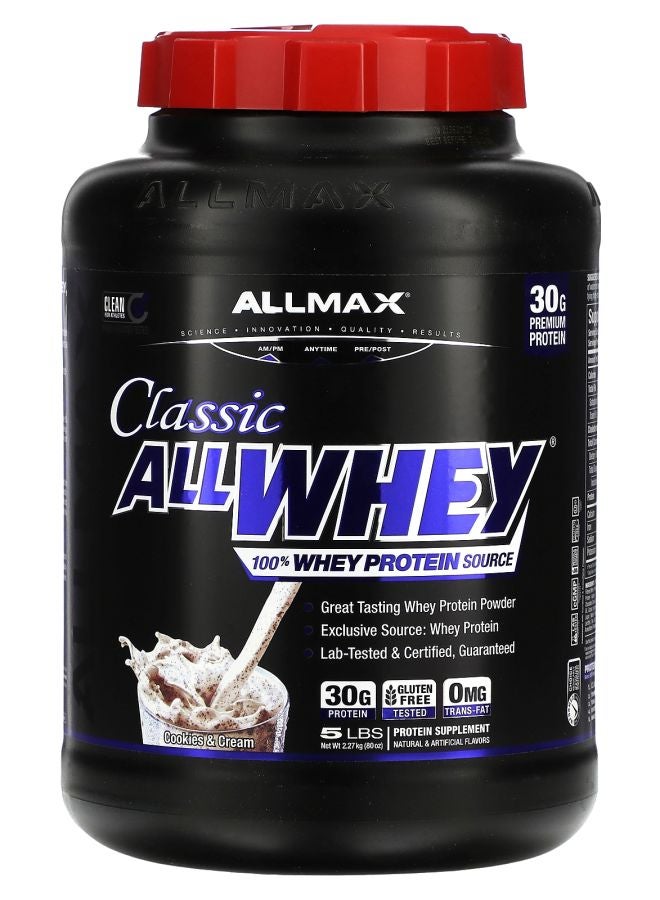 Allmax CLASSIC ALLWHEY® 100% Whey Protein Cookies & Cream 5 lbs. (2.27 kg) - Image 1