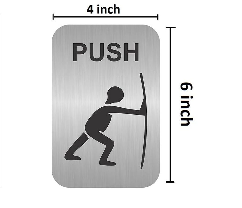 BerryBox Acrylic Silver Pull Push Sign Board For Stores, Café, Hotel, Restaurant, Business, Shop Self-Adhesive And Waterproof Size : 4x6 Inch Set of 1 Sign Board - Image 2
