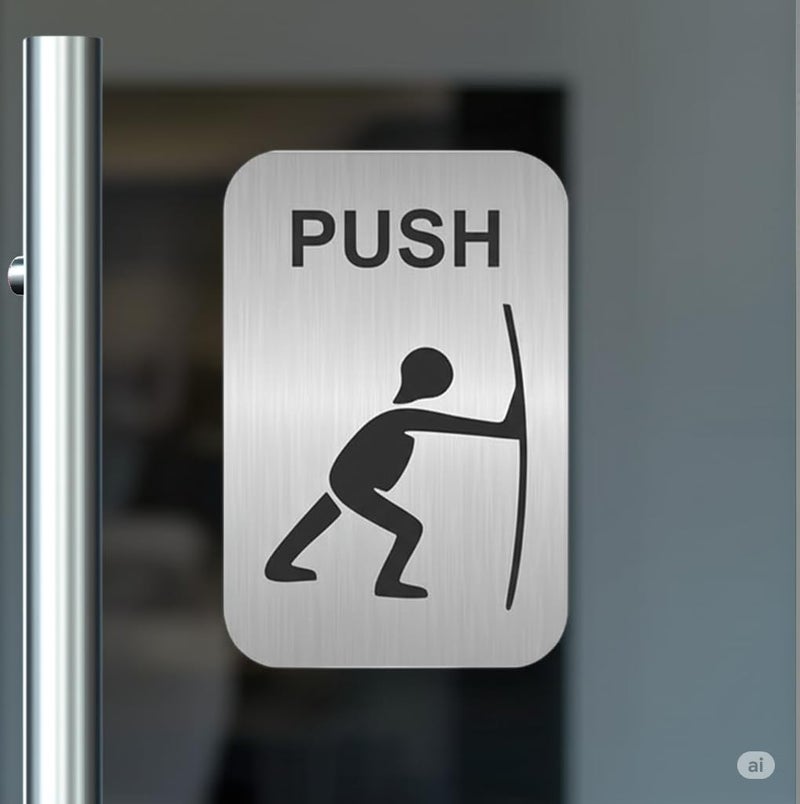 BerryBox Acrylic Silver Pull Push Sign Board For Stores, Café, Hotel, Restaurant, Business, Shop Self-Adhesive And Waterproof Size : 4x6 Inch Set of 1 Sign Board - Image 4