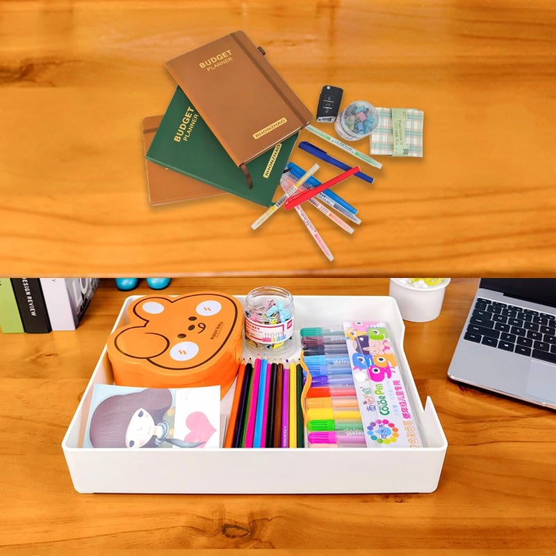 Rhonzhao Desk Letter Tray  2Pcs A4 Size Plastic Stackable File Document Organizer  Office Desktop File Paper Holder  Book Storage Rack Anti-Skid Stacking Support For Office Supplies (White) - Image 5