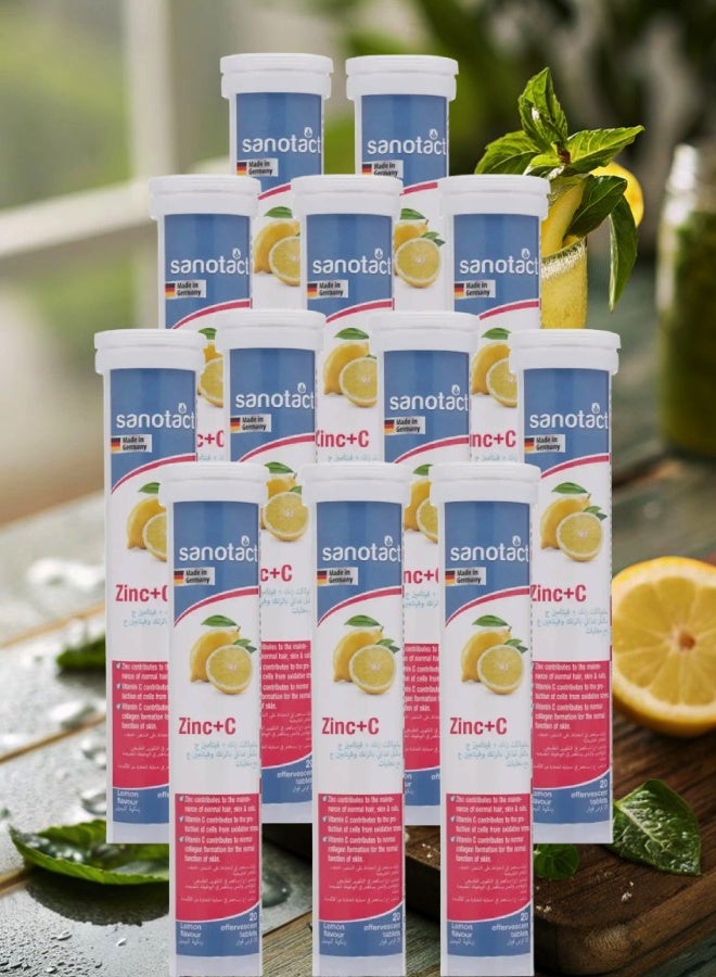 sanotact 12 Pieces Sanotact Zinc and Vitamin C 20 Lemon Effervescent Tablets  - Image 1
