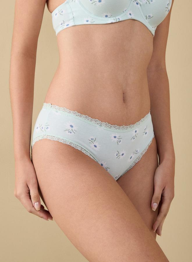 Splash FAV Floral Print Briefs with Lace Detail and Elasticated Waistband - Image 1