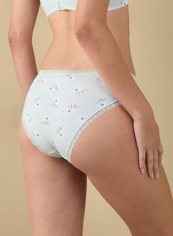 Splash FAV Floral Print Briefs with Lace Detail and Elasticated Waistband - Image 3