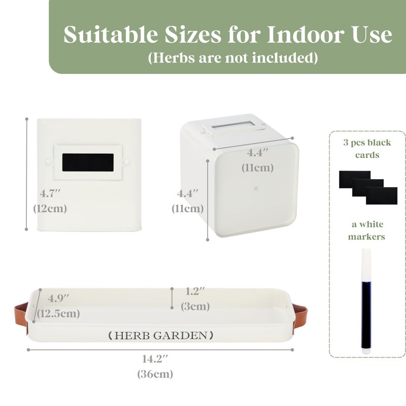 PERFNIQUE Indoor Herb Garden, Herb Planter Set with Tray, Farmhouse Indoor Plant Pots, Windowsill Herb Garden with Drainage(Planter only) for Indoor/Outdoor, Window Pots(White) - Image 5