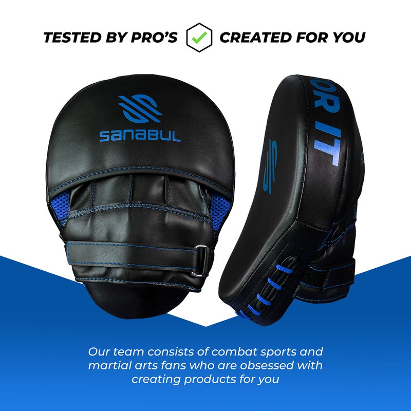 Sanabul Essential Curved Punching Mitts for Boxing, MMA Muay Thai Boxing Pads for Training, Punch Focus Mitts, Hand Pads Sparring Gear, Strike Shield, Metallic Blue - Image 3