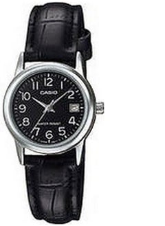 Casio Women's Quartz Watch, Analog Display and Leather Strap LTP-V002L-1BUDF, Black Band