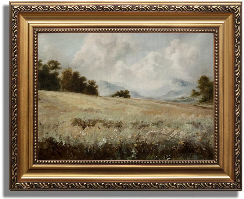 KBKBART Gold Framed Vintage Countryside Canvas Oil Painting Farmhouse Decor Rustic Antique Landscape Bathroom Wall Decor for Bedroom Living Room Gifts for Friends or Family 9x12 - Image 2