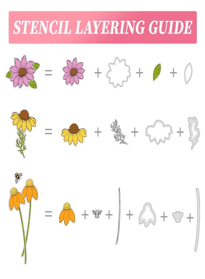 ORIGACH Daisy Flower Stamps and Dies and Layering Coloring Stencil Set, Silicone Stamps Metal Die Cut and Layering Stencil Template with Daisy Pattern for Card Making Scrapbooking DIY Crafting - Image 4