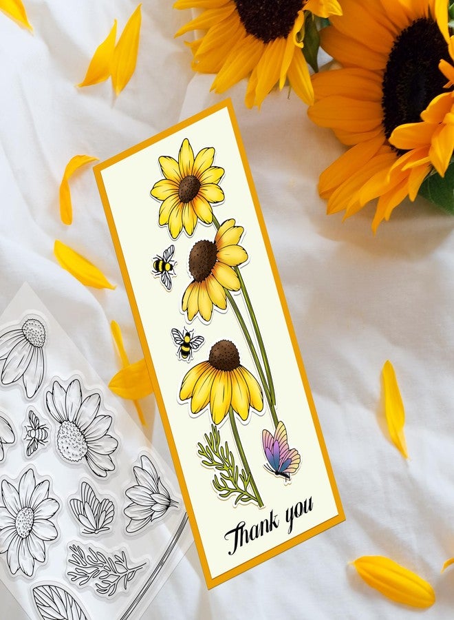 ORIGACH Daisy Flower Stamps and Dies and Layering Coloring Stencil Set, Silicone Stamps Metal Die Cut and Layering Stencil Template with Daisy Pattern for Card Making Scrapbooking DIY Crafting - Image 5