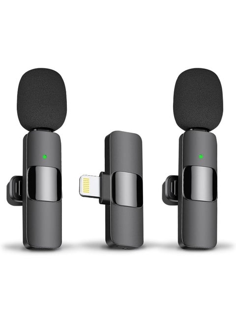 Wireless Microphone for iPhone iPad, Wireless Lavalier Microphone, Plug-Play Wireless Mic for Recording, Live Stream, YouTube, TikTok