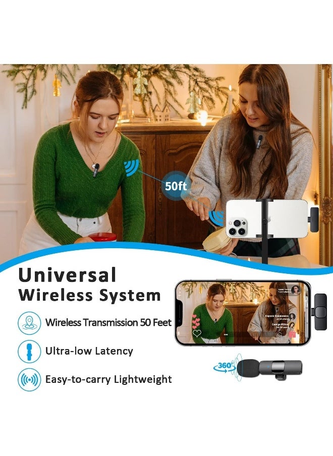 ECVV - Wireless Microphone for iPhone iPad, Wireless Lavalier Microphone, Plug-Play Wireless Mic for Recording, Live Stream, YouTube, TikTok - Image 1
