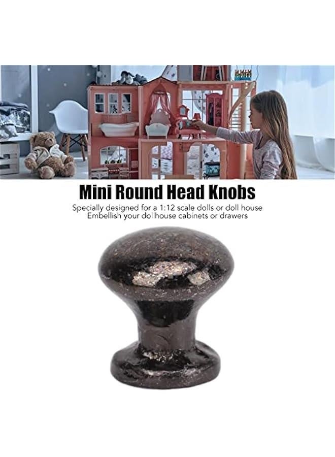 8pcs 1:12 Scale Miniature Round Head Pull Handle Metal Simple Dollhouse Door Handle Knobs (Black)  - Image 5