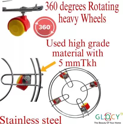 GLOCY Heavy Strong Stainless Steel Cylinder Trolley with Dapper Wheels Gas Dolly Bottle Carrier LPG Cylinder StandPropane Gas Tranport Soluttion Gas Cylinder Trolley SET OF 2 - Image 4