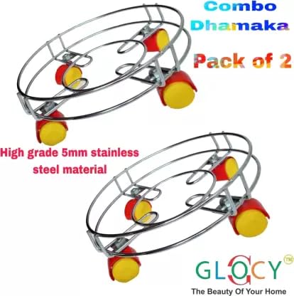 GLOCY Heavy Strong Stainless Steel Cylinder Trolley with Dapper Wheels Gas Dolly Bottle Carrier LPG Cylinder StandPropane Gas Tranport Soluttion Gas Cylinder Trolley SET OF 2 - Image 2