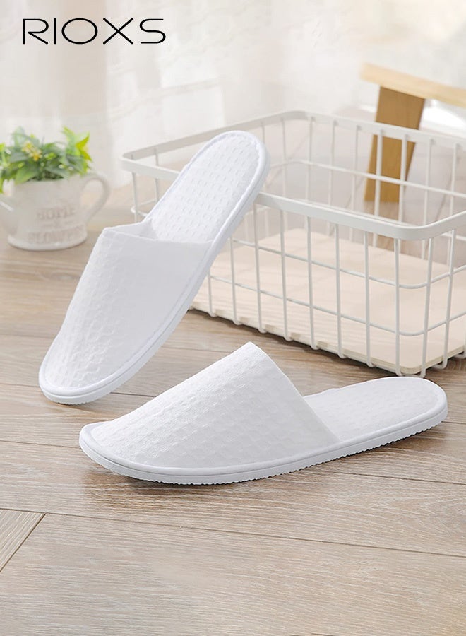 RIOXS Slippers For Guests, 6 Pairs Universal Spa Slippers, Closed-Toe Slippers For Women And Men, Non-Slip Half Slippers, Disposable Guests Slippers, Reusable House Slippers, White Hotel Slippers, Beauty Slippers, Comfzy Slippers For Travel/ Wedding Party/ Bathroom/ Bedroom - Image 5