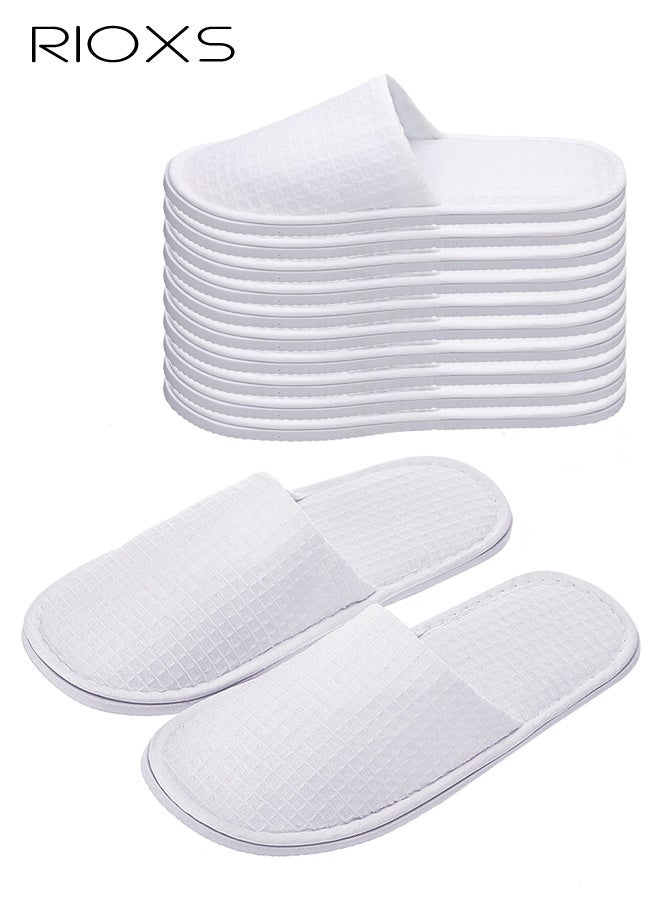 RIOXS Slippers For Guests, 6 Pairs Universal Spa Slippers, Closed-Toe Slippers For Women And Men, Non-Slip Half Slippers, Disposable Guests Slippers, Reusable House Slippers, White Hotel Slippers, Beauty Slippers, Comfzy Slippers For Travel/ Wedding Party/ Bathroom/ Bedroom - Image 1