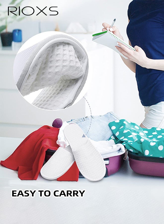 RIOXS Slippers For Guests, 6 Pairs Universal Spa Slippers, Closed-Toe Slippers For Women And Men, Non-Slip Half Slippers, Disposable Guests Slippers, Reusable House Slippers, White Hotel Slippers, Beauty Slippers, Comfzy Slippers For Travel/ Wedding Party/ Bathroom/ Bedroom - Image 4