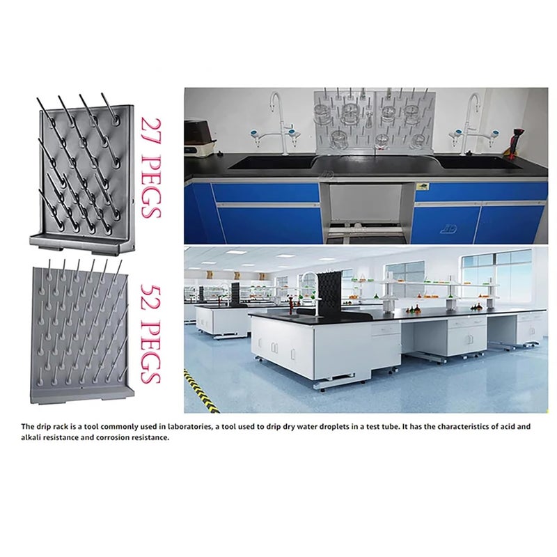 Soply Lab Supply Drying Rack Pegboard Bench-top/Wall-Mount Laboratory Glassware Detachable Pegs Lab Drying Draining Rack Cleaning Equipment (27 Pegs, Grey) - Image 3