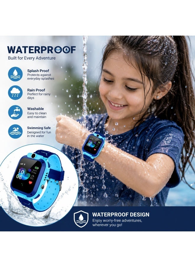 Kids Smart Watch Phone with LBS Tracker – Q12 Waterproof Smartwatch with SOS Emergency Call, Two-Way Voice Calling, Voice Chat & Math Game for Boys & Girls (Pack of 1) - Image 4