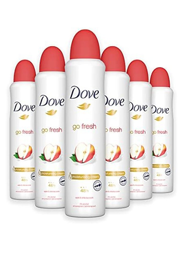 Dove Go Fresh Apple & White Tea, Women's Anti Perspirant Deodorant Aerosol Spray 250ml, Pack of 6 - Image 2