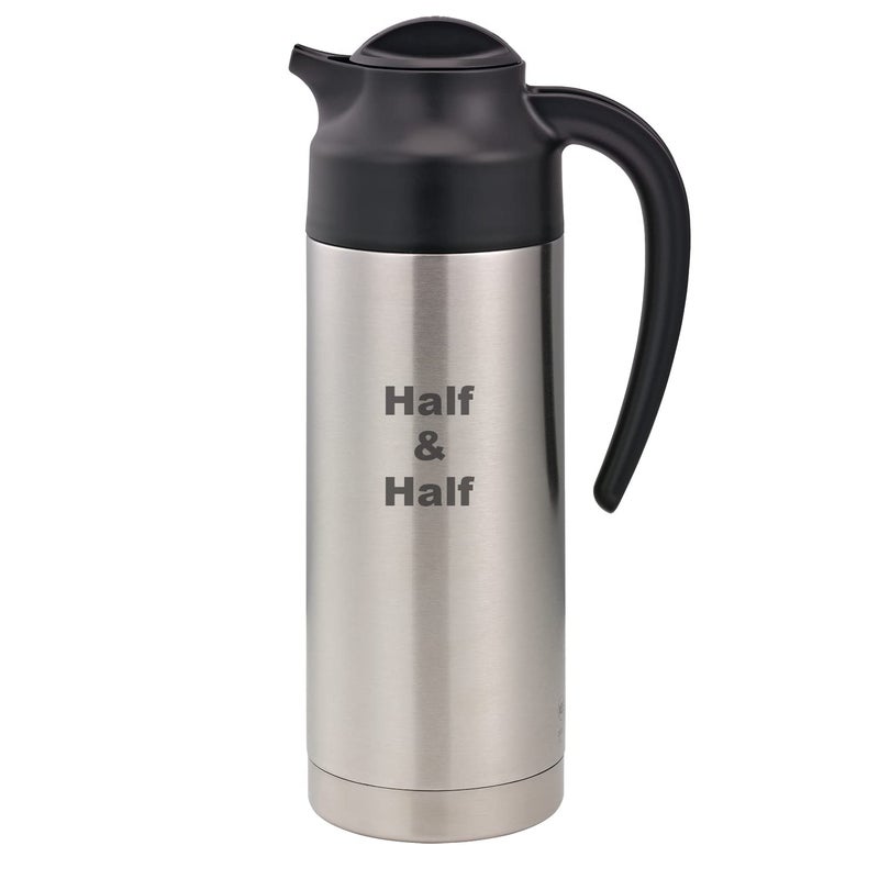 Service Ideas Service Ideas S2SN100HHET Steelvac Creamer Carafe,"Half & Half" Etched, Stainless vacuum insulated, 1 Liter (33.8 Ounces), Dishwasher safe, NSF listed, Brushed finish  - Image 1