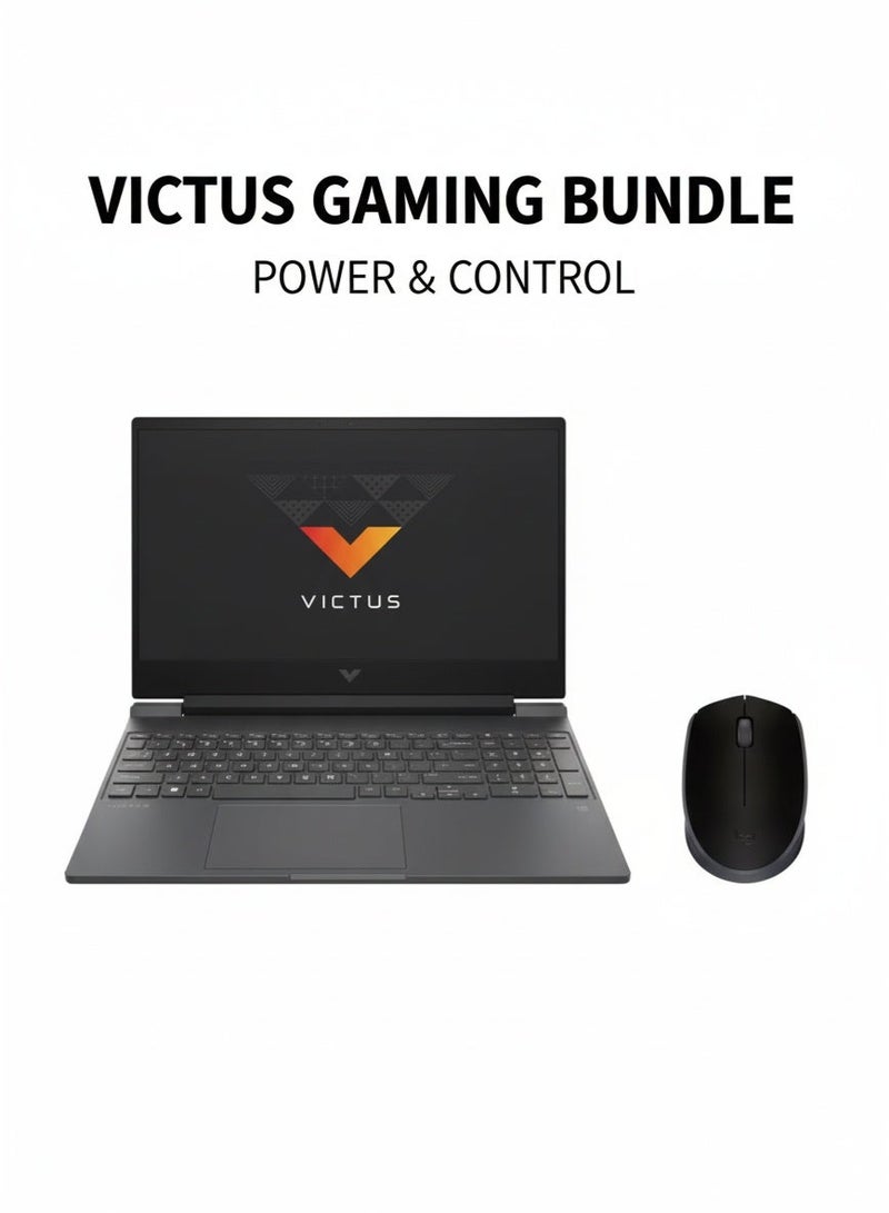 Hp Victus Gaming 15-fa1039ne Intel® Core™ i7-13700H 8GB Ram , 512GB , RTX3050 , 15.6" FHD - Mica Silver & M171 Reliable Wireless Connectivity Mouse 2.4 GHz With USB BlackBundle - Image 1