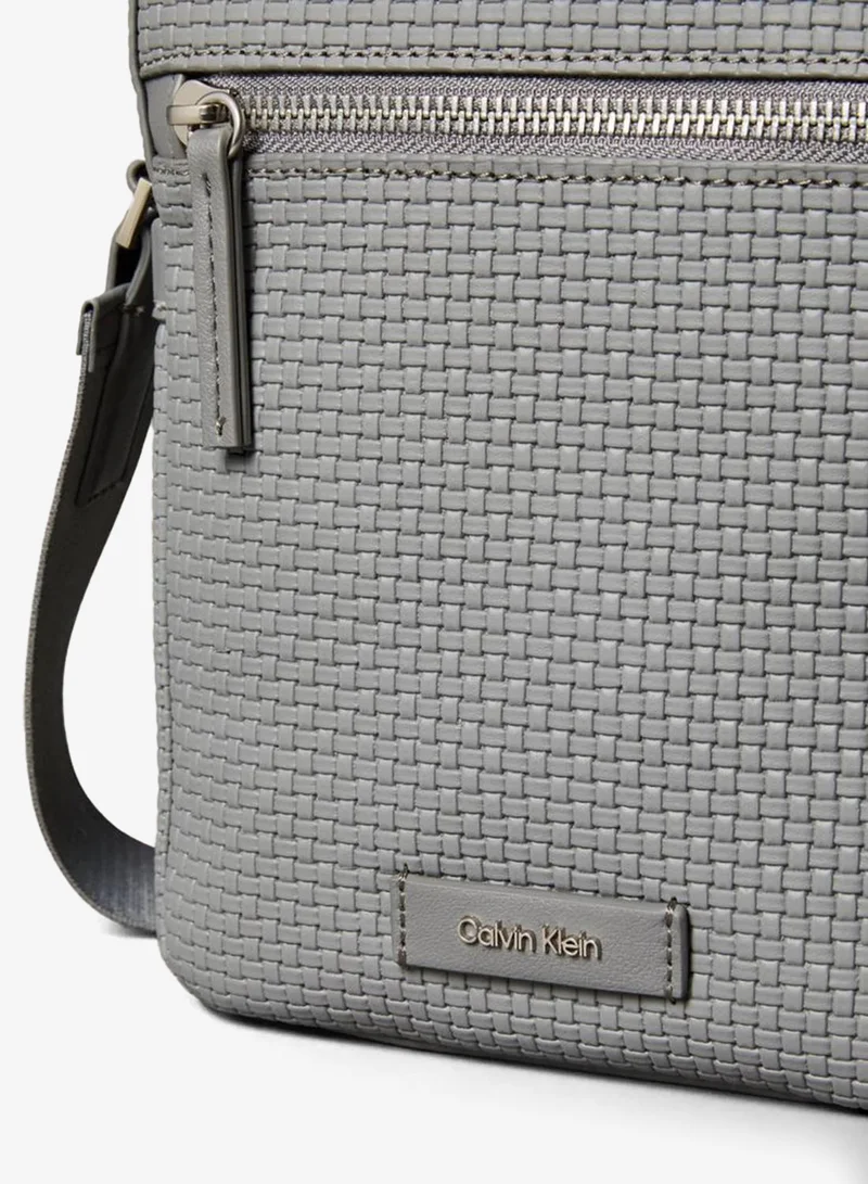 Calvin Klein Charcoal Gray Embossed Emblem Logo Reporter Bag for Men | Best Price UAE