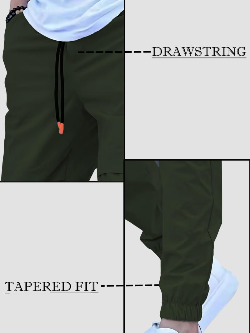 TAGDO Men's Casual Drawstring Joggers, Fashionable Workwear Style (Track-Pant-2035-Olive-34) - Image 2