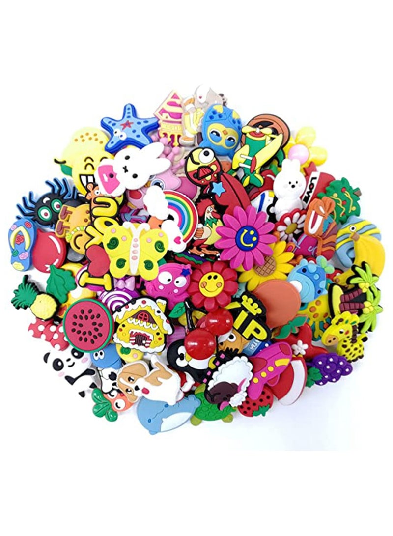 KASTWAVE Shoe Charms 100 pcs Shoe Charms Fit for Shoes and Wristband Bracelet Decoration Different Shape Charms Party Gift Fit Wristband for Kids and Teens Unisex Adult Party Favor Random - Image 1