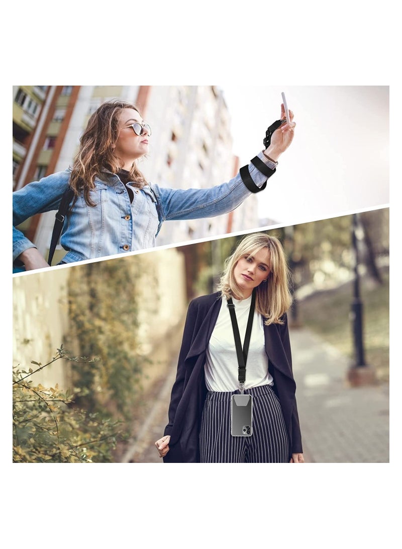 SYOSI Phone Lanyard Wrist and Neck Adjustable Strap Smartphone Chain with 3 Adhesive Tethers Compatible Most Smartphones Black - Image 2