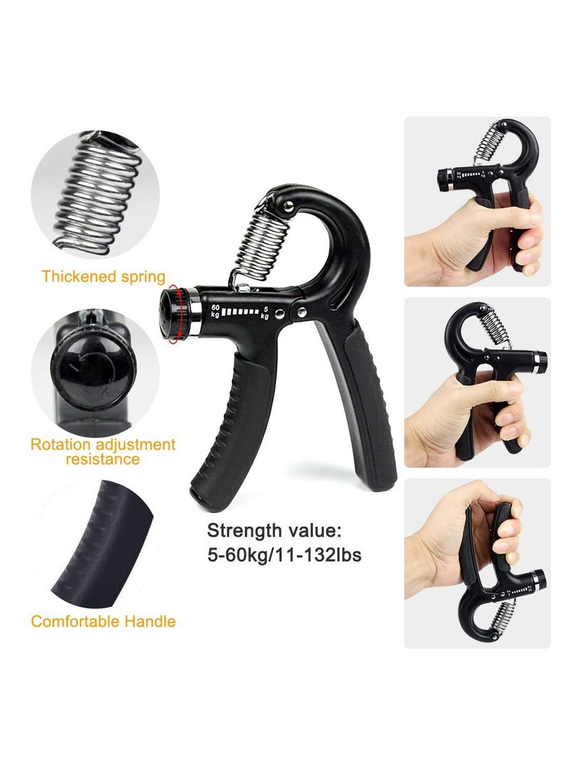 Generic Hand Grip Strengthener kit（5 Pack）, Forearm Workout Trainer Adjustable Hand Grip Exercise,Finger Strength Exerciser, Finger Stretcher, Grip Ring & Stress Relief Ball with Carry Bag  - Image 2