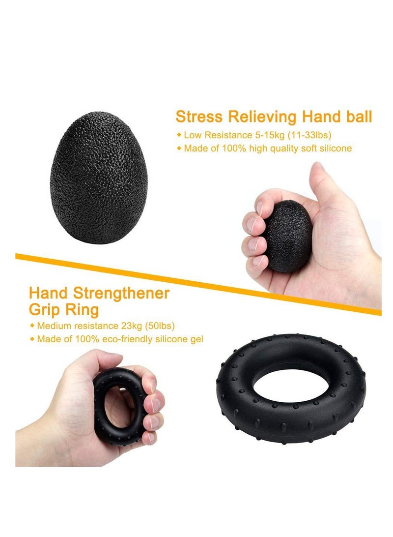 Generic Hand Grip Strengthener kit（5 Pack）, Forearm Workout Trainer Adjustable Hand Grip Exercise,Finger Strength Exerciser, Finger Stretcher, Grip Ring & Stress Relief Ball with Carry Bag  - Image 4