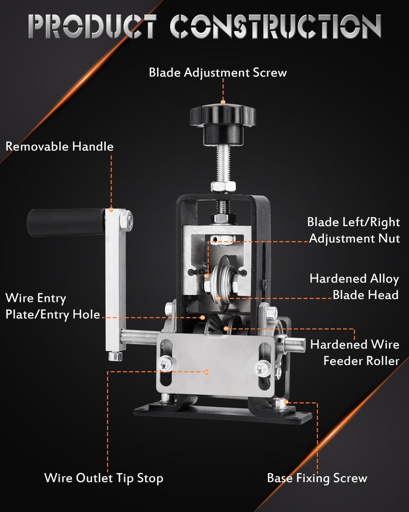 FAITIO Manual Wire Stripping Machine, 2 IN 1 Drill-Powered/Hand Crank Wire Peeler Machine, For 0.06"-1"(1.5~25 mm) Scrap Copper, Wire Stripping Tool for DIY Cable Copper Recycling(Black) - Image 2