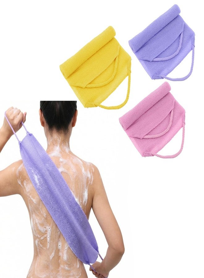 DOPENSPI 3 Pcs Exfoliating Washcloth with Handles, Double-Sided Back Scrubber Washer for Shower Body Scrub Towel Stretchable Back Washer Shower Towel for Women Bath Showers Exfoliation - Image 1