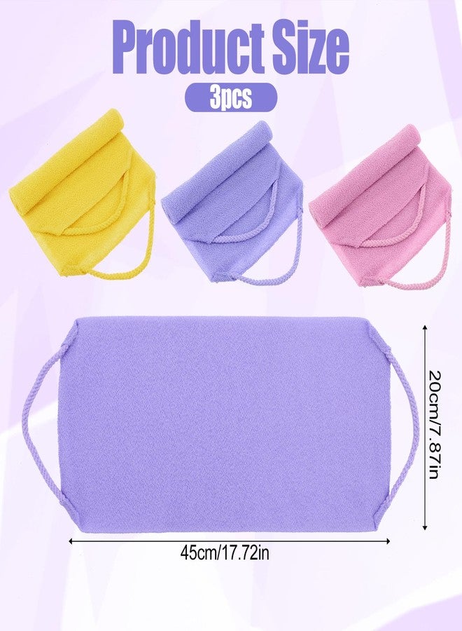 DOPENSPI 3 Pcs Exfoliating Washcloth with Handles, Double-Sided Back Scrubber Washer for Shower Body Scrub Towel Stretchable Back Washer Shower Towel for Women Bath Showers Exfoliation - Image 5