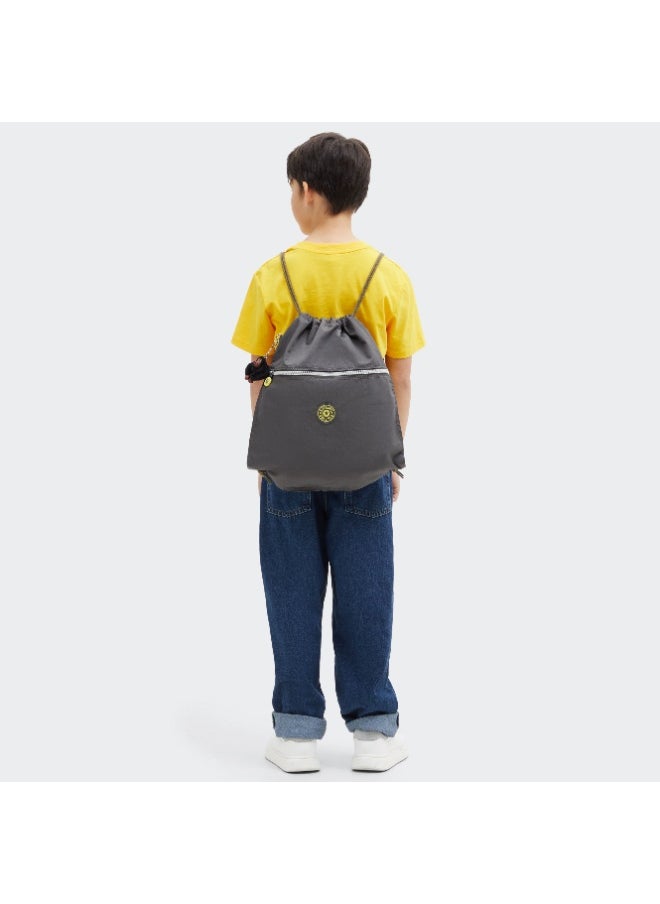 kipling SuperTaboo Kids Medium School/Gym/Swim/Drawstring Bag, Water Repellent, 15L, 0.24kg - Back To Grey (Grey)  - Image 2