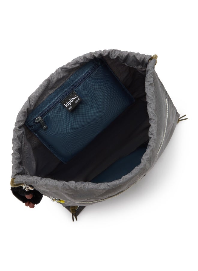 kipling SuperTaboo Kids Medium School/Gym/Swim/Drawstring Bag, Water Repellent, 15L, 0.24kg - Back To Grey (Grey)  - Image 3