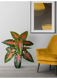 De Gardenia De Gardenia Artificial Caladium Plant with Black Pot 12 Leaves with Web Pattern 787 cm Tall Decorative Indoor Plant for Home Office Decor Red Patched Caladium Plant  - Image 5