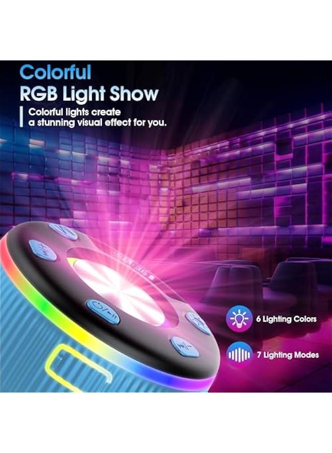 Arabest Bluetooth Shower Speaker, IP7 Waterproof Portable Bluetooth 5.3 Speakers with Suction Cup, Mini Wireless Speaker with RGB Lights Time Display, Loud Stereo Sound for Bathroom Beach Outdoor Party, Blue - Image 4