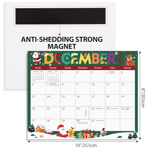 Zuozee Magnetic Calendar for Refrigerator, 8'' x 10'' Fridge Calendar Runs from January 2026 Until December 2027, 24 Months Refrigerator Calendars for Home, Office & School - Image 3
